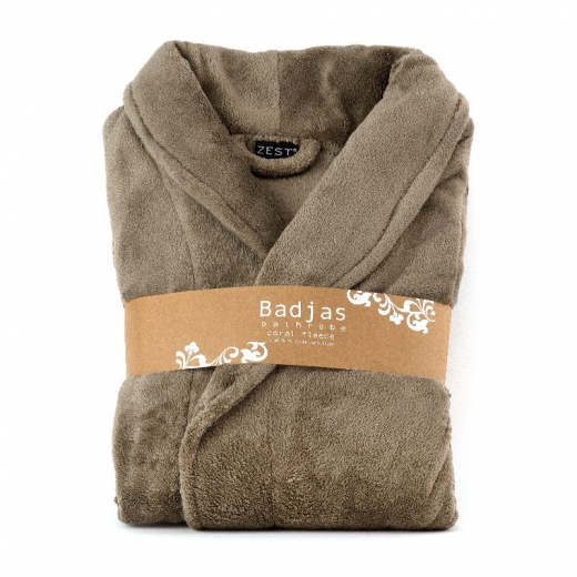 Badjas fleece relax taupe