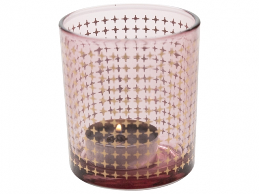 Theelichthouder koper/roze