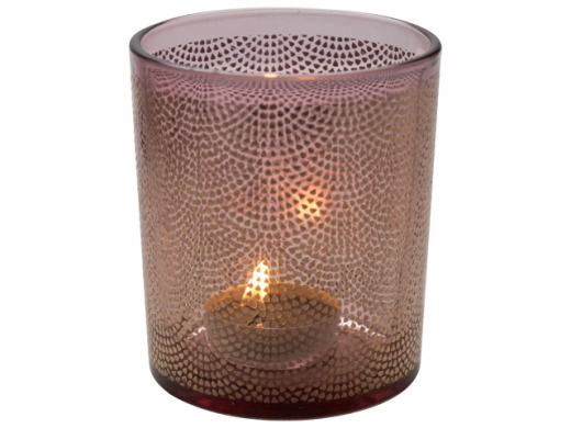 Theelichthouder koper/roze