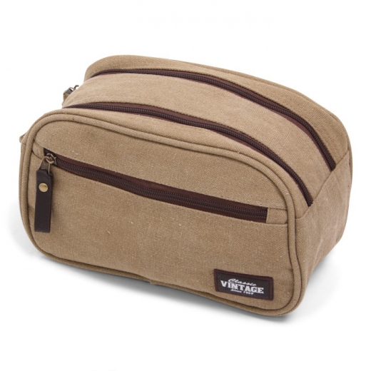 Vintage canvas toilettas kaki