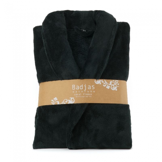 Badjas fleece relax zwart