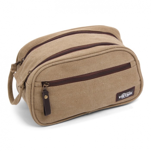 Vintage canvas toilettas kaki