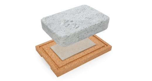 Steengrill met kurk onderzetter teksten taljsten