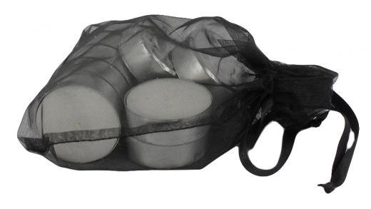 10 theelichten in organza zakje zwart