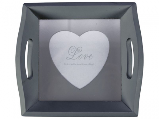 Mini dienblad fotolijstje grijs