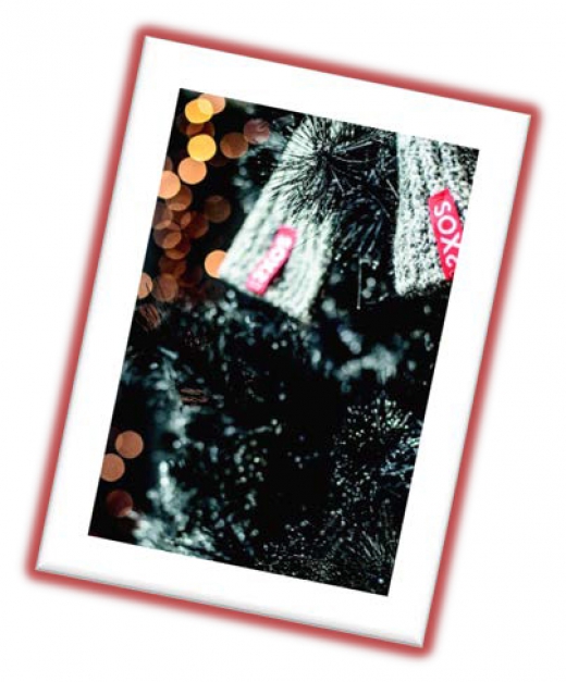 Halfhoge sokken rood met kerstdoos soxs