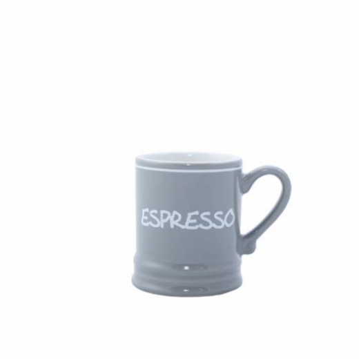 Espressokopje titan met witte tekst