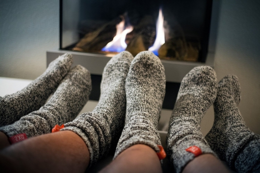 Halfhoge sokken rood met kerstdoos soxs